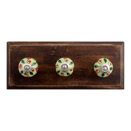 Garden Bouquet Ceramic Wooden Hooks